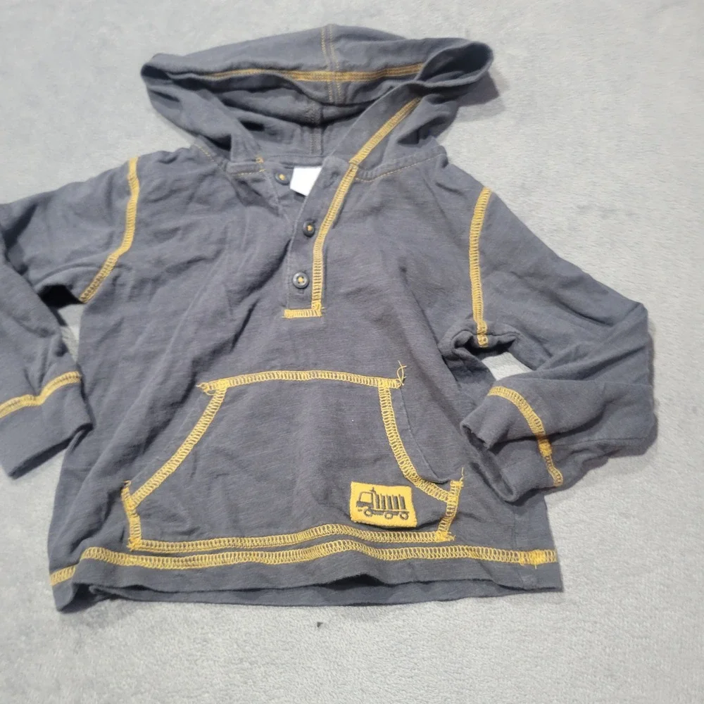 Gymboree Outfit Set Baby Boys 18-24M Yellow Grey Construction Truck Hoodie Pants